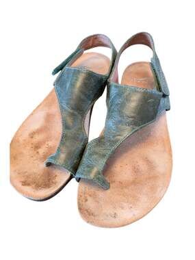 Dansko Reece Women Green Leather Toe Loop Slingback adjustable Sandals 38EU 8US